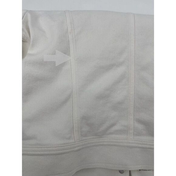 Celine White Denim Cropped Jean Jacket Short Sleeve Silver Buttons Size 40FR - Picture 8 of 9